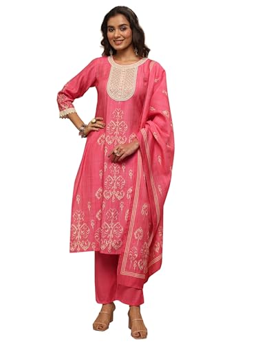 Libas Printed Silk Blend Straight Kurta Set For Women (401401Xxl)