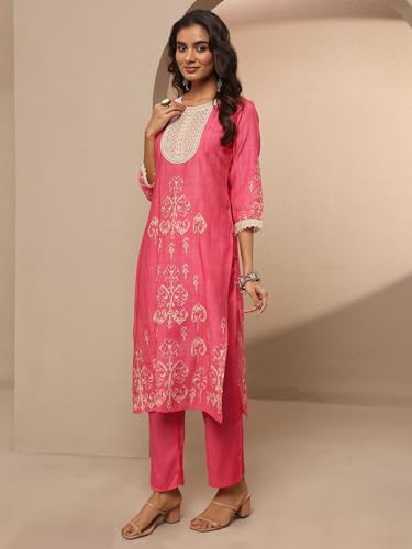 Libas Printed Silk Blend Straight Kurta Set For Women (401401Xxl)