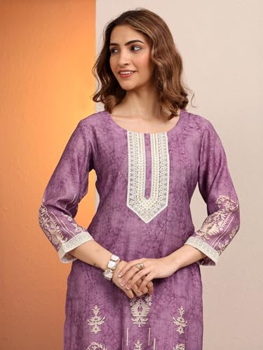 Libas Printed Silk Blend Straight Kurta Set for Women (401405M)