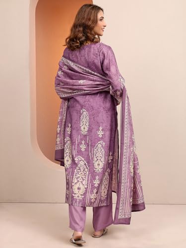Libas Printed Silk Blend Straight Kurta Set for Women (401405M)