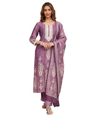 Libas Printed Silk Blend Straight Kurta Set for Women (401405M)