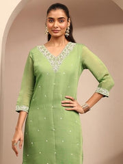 Libas Embroidered Chanderi Cotton Straight Kurta With Trousers and Dupatta-401450S