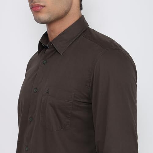 Parx Men Slim Fit Solid Pattern Pure Cotton Semicutaway Collar Full Sleeve Casual Shirt Green