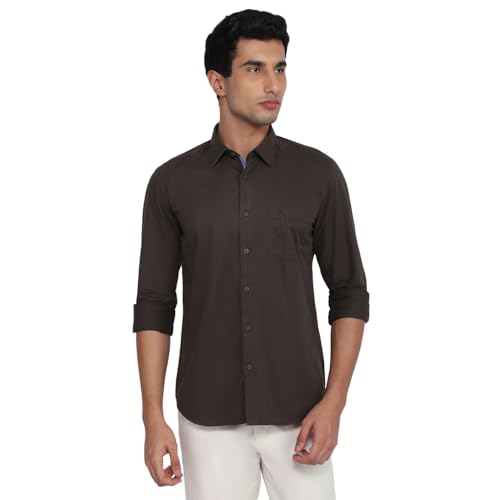 Parx Men Slim Fit Solid Pattern Pure Cotton Semicutaway Collar Full Sleeve Casual Shirt Green