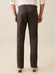 Parx Men Low Rise Tapered Fit Solid Pattern Cotton Blend Flat Front Casual Trouser (Size: 30)-XMTD03646 Dark Green