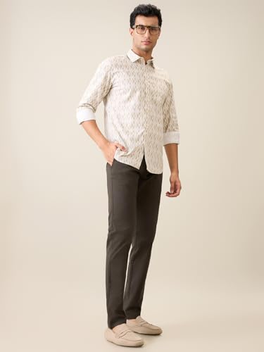 Parx Men Low Rise Tapered Fit Solid Pattern Cotton Blend Flat Front Casual Trouser (Size: 30)-XMTD03646 Dark Green