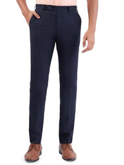 Park Avenue Men Slim Fit Structure Pattern Polyester Blend Flat Front Formal Trouser (Size:104)-PMTQ07877-B8 Blue