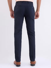 Park Avenue Men Slim Fit Structure Pattern Polyester Blend Flat Front Formal Trouser (Size:104)-PMTQ07877-B8 Blue