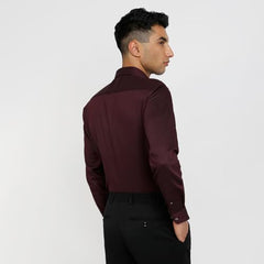 Park Avenue Men Regular Fit Structure Pattern Pure Cotton Semicutaway Collar Full Sleeve Formal Shirt (Size: 42)-PMSK18833-M8 Dark Maroon