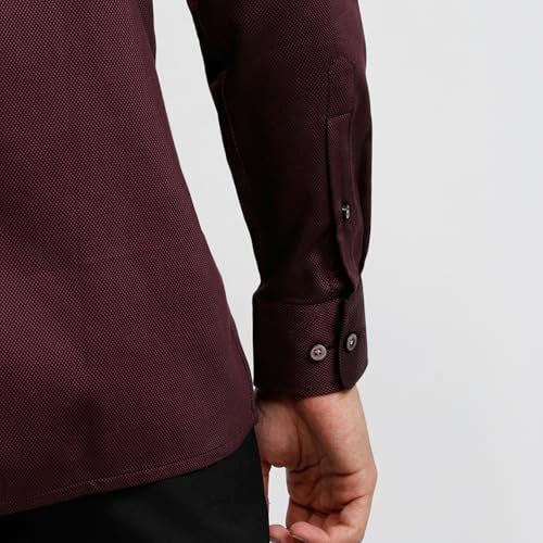 Park Avenue Men Regular Fit Structure Pattern Pure Cotton Semicutaway Collar Full Sleeve Formal Shirt (Size: 42)-PMSK18833-M8 Dark Maroon