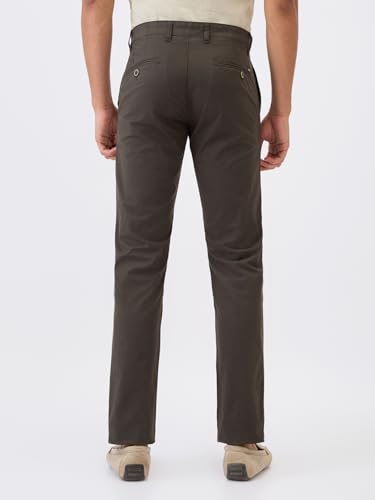 Parx Men Slim Tapered Fit Solid Pattern Cotton Blend Flat Front Casual Trouser XMTT03713-G4 Medium Grey