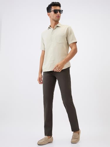 Parx Men Slim Tapered Fit Solid Pattern Cotton Blend Flat Front Casual Trouser XMTT03713-G4 Medium Grey