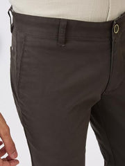 Parx Men Slim Tapered Fit Solid Pattern Cotton Blend Flat Front Casual Trouser XMTT03713-G4 Medium Grey