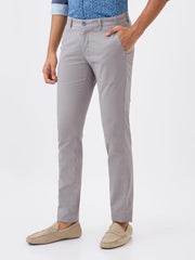 Parx Men Super Slim Fit Solid Pattern Cotton Blend Flat Front Casual Trouser (Size: 40)-XMTS03716-G5 Medium Grey