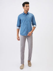 Parx Men Super Slim Fit Solid Pattern Cotton Blend Flat Front Casual Trouser (Size: 40)-XMTS03716-G5 Medium Grey