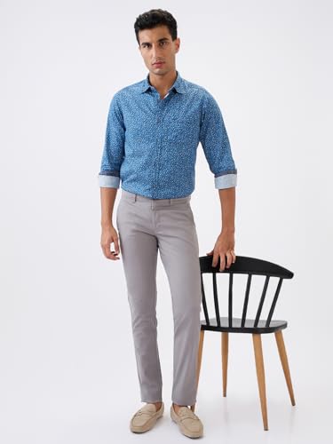 Parx Men Super Slim Fit Solid Pattern Cotton Blend Flat Front Casual Trouser (Size: 40)-XMTS03716-G5 Medium Grey