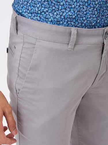 Parx Men Super Slim Fit Solid Pattern Cotton Blend Flat Front Casual Trouser (Size: 40)-XMTS03716-G5 Medium Grey
