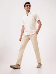 Parx Men Low Rise Tapered Fit Solid Pattern Cotton Blend Flat Front Casual Trouser XMTX03723-F2 Yellow