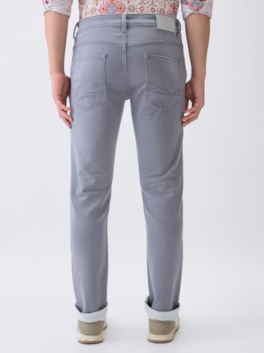 Parx Men Low Rise Tapered Fit Knitted Pattern Cotton Polyester Blend Flat Front Jeans (Size: 38)-XCYA03086-G4 Medium Grey