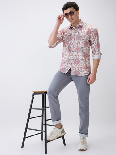 Parx Men Low Rise Tapered Fit Knitted Pattern Cotton Polyester Blend Flat Front Jeans (Size: 38)-XCYA03086-G4 Medium Grey