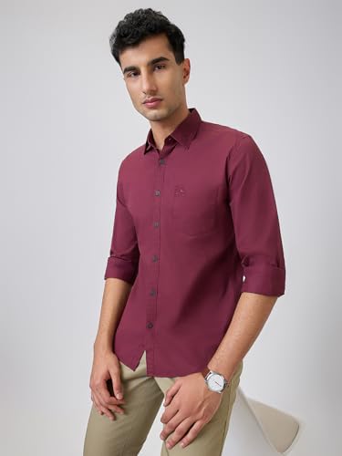 Parx Men Slim Fit Solid Pattern Pure Cotton Semicutaway Collar Full Sleeve Casual Shirt (Size:39)-XMSS14475-B3 Blue