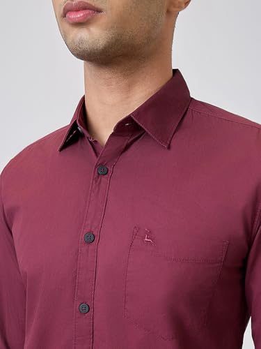 Parx Men Slim Fit Solid Pattern Pure Cotton Semicutaway Collar Full Sleeve Casual Shirt (Size:39)-XMSS14475-B3 Blue