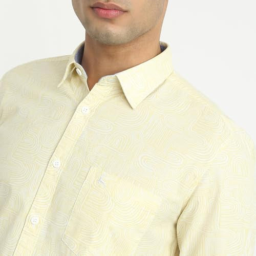 Parx Men Slim Fit Print Pattern Pure Cotton Semicutaway Collar Full Sleeve Casual Shirt - XMSS14597-R4 Medium Red