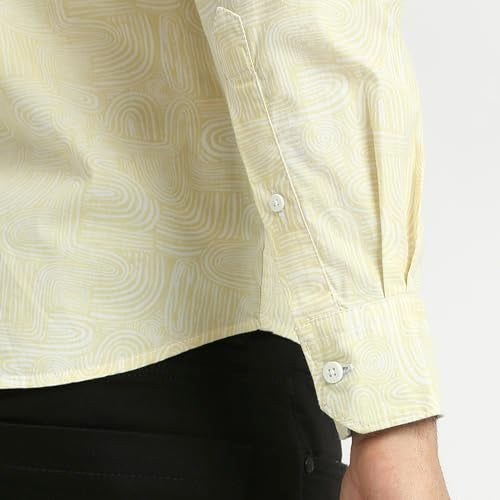 Parx Men Slim Fit Print Pattern Pure Cotton Semicutaway Collar Full Sleeve Casual Shirt - XMSS14597-R4 Medium Red