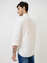 Parx Men Slim Fit Solid Pattern Pure Cotton Semicutaway Collar Full Sleeve Casual Shirt (Size: 40)-XMSS14475-W1 White