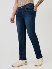 Parx Men Low Rise Tapered Fit Knitted Pattern Cotton Blend Jeans (Size: 32)-XCYA03064-B8 Blue