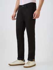 Parx Men Low Rise Tapered Fit Knitted Pattern Cotton Polyester Blend Jeans (Size: 38)-XCYA03069-K9 Black