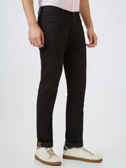 Parx Men Low Rise Tapered Fit Knitted Pattern Cotton Polyester Blend Jeans (Size: 38)-XCYA03069-K9 Black