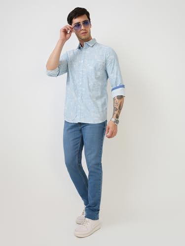 Parx Men Low Rise Tapered Fit Knitted Pattern Cotton Polyester Blend Jeans (Size: 32)-XCYA03123-B5 Blue