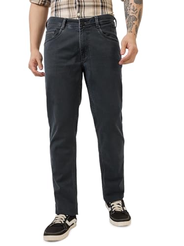 Parx Men Low Rise Tapered Fit Knitted Pattern Cotton Polyester Blend Jeans -XCYA03224-G8 Grey