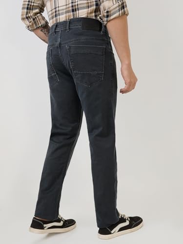 Parx Men Low Rise Tapered Fit Knitted Pattern Cotton Polyester Blend Jeans -XCYA03224-G8 Grey