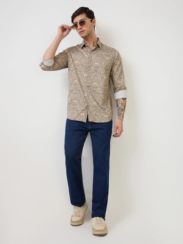 Parx Men Mid Rise Straight Fit Twill Pattern Cotton Blend Jeans (Size: 34)-XCYN03148-B8 Blue