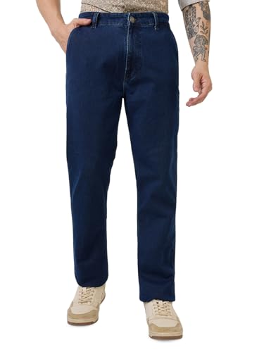 Parx Men Mid Rise Straight Fit Twill Pattern Cotton Blend Jeans (Size: 34)-XCYN03148-B8 Blue