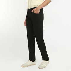 Parx Men Mid Rise Straight Fit Knitted Pattern Cotton Polyester Blend Jeans-XCYN03155-K9 Black