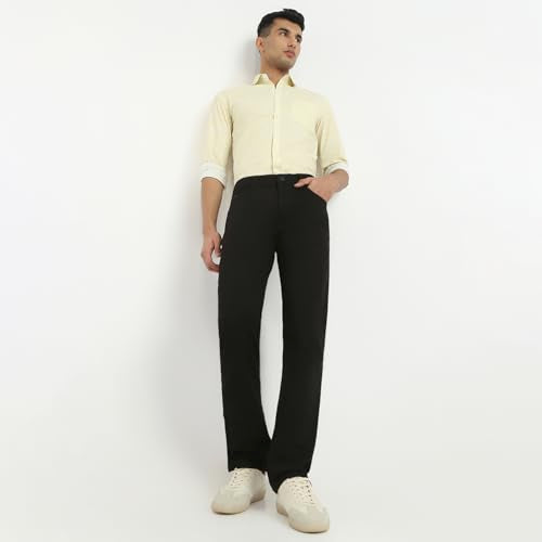 Parx Men Mid Rise Straight Fit Knitted Pattern Cotton Polyester Blend Jeans-XCYN03155-K9 Black