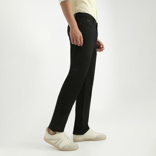 Parx Men Mid Rise Straight Fit Knitted Pattern Cotton Polyester Blend Jeans-XCYN03155-K9 Black