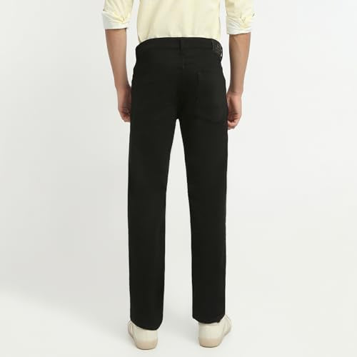 Parx Men Mid Rise Straight Fit Knitted Pattern Cotton Polyester Blend Jeans-XCYN03155-K9 Black