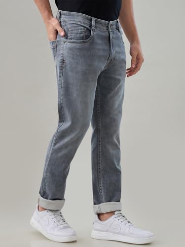Parx Mid Rise Straight Fit Grey Men Jeans