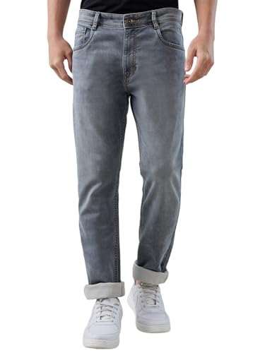 Parx Mid Rise Straight Fit Grey Men Jeans