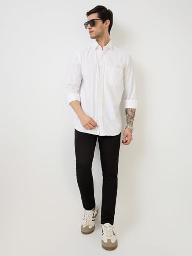 Parx Men Low Rise Skinny Cropped Fit Knitted Pattern Cotton Polyester Blend Jeans -XCYX03177-K9 Black