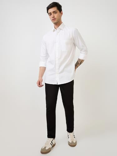 Parx Men Low Rise Skinny Cropped Fit Knitted Pattern Cotton Polyester Blend Jeans -XCYX03177-K9 Black