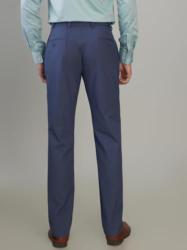 Park Avenue Men Slim Fit Solid Pattern Poly Viscose Blend Flat Front Formal Trouser Grey