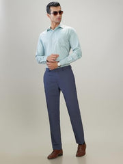 Park Avenue Men Slim Fit Solid Pattern Poly Viscose Blend Flat Front Formal Trouser Grey