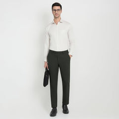 Park Avenue Men Slim Fit Solid Pattern Poly Viscose Blend Flat Front Formal Trouser Green