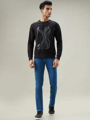 Parx Black Print Pattern Men Sweatshirt