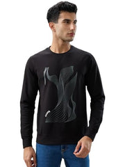 Parx Black Print Pattern Men Sweatshirt
